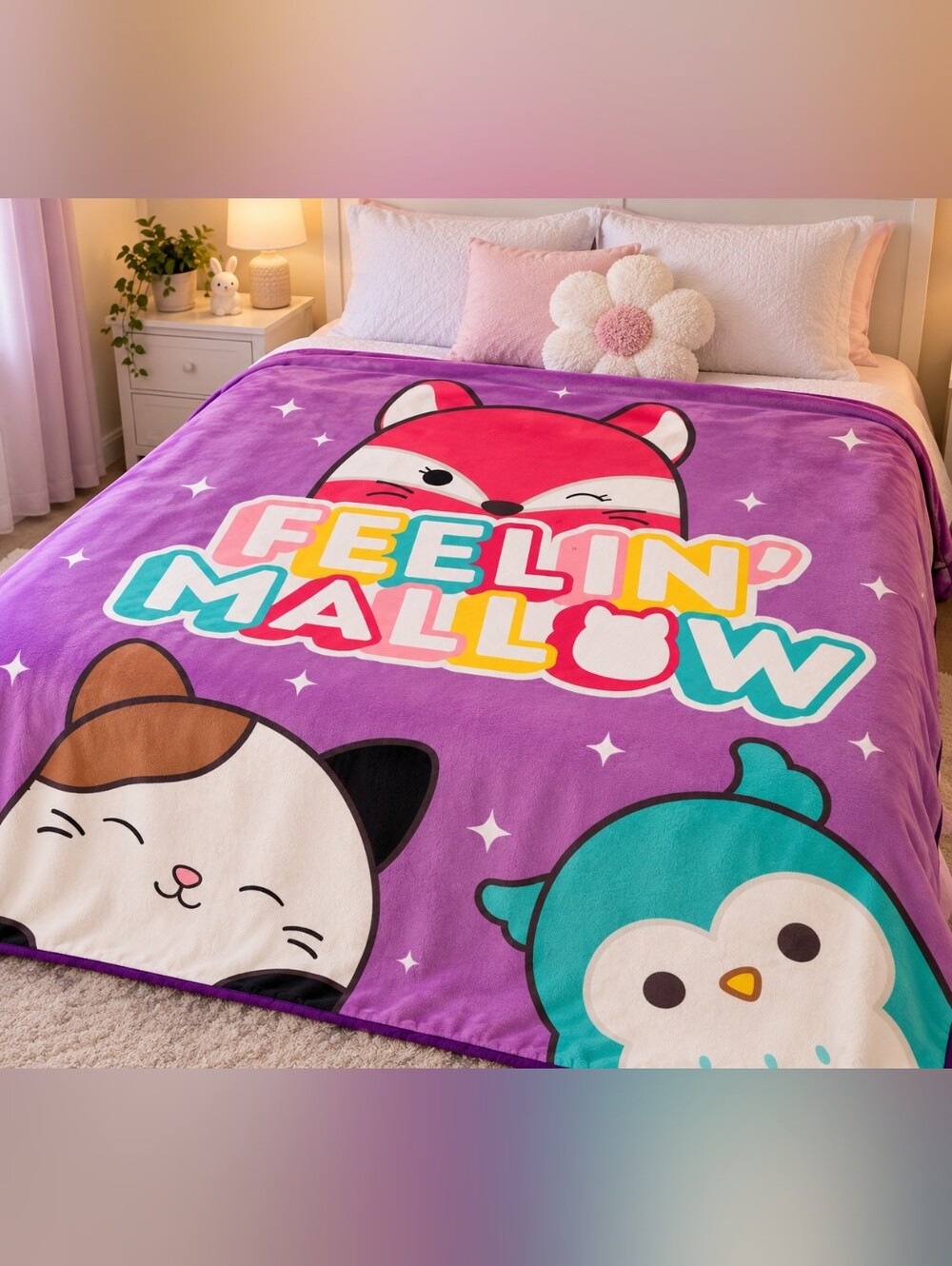 Original Squishmallows Feelin' Mallow Plush Full Size Blanket - NWT